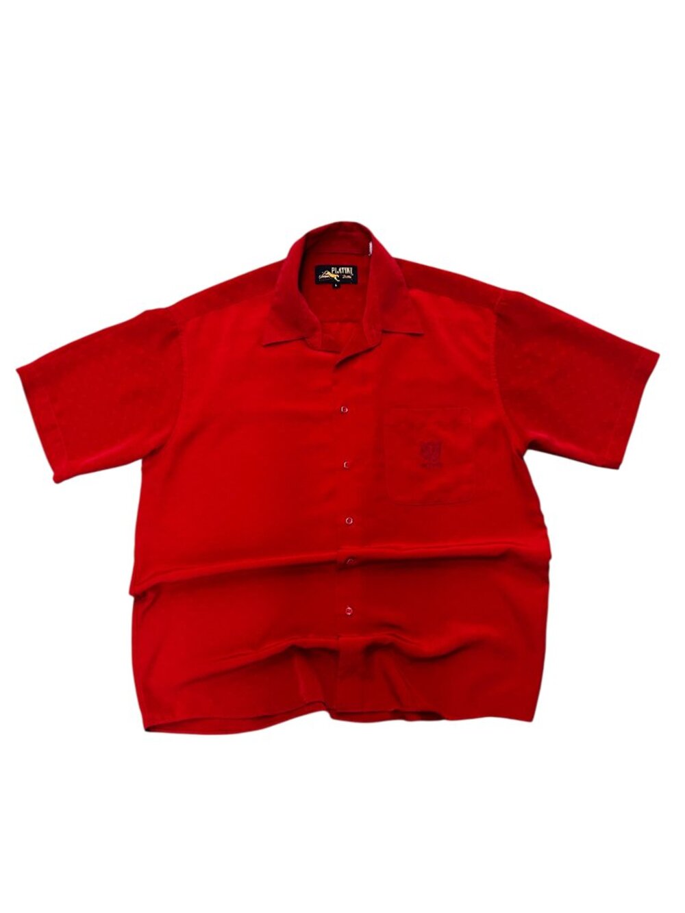 Platini Cougar Jeans red button up shirt men’s L textured vintage style
